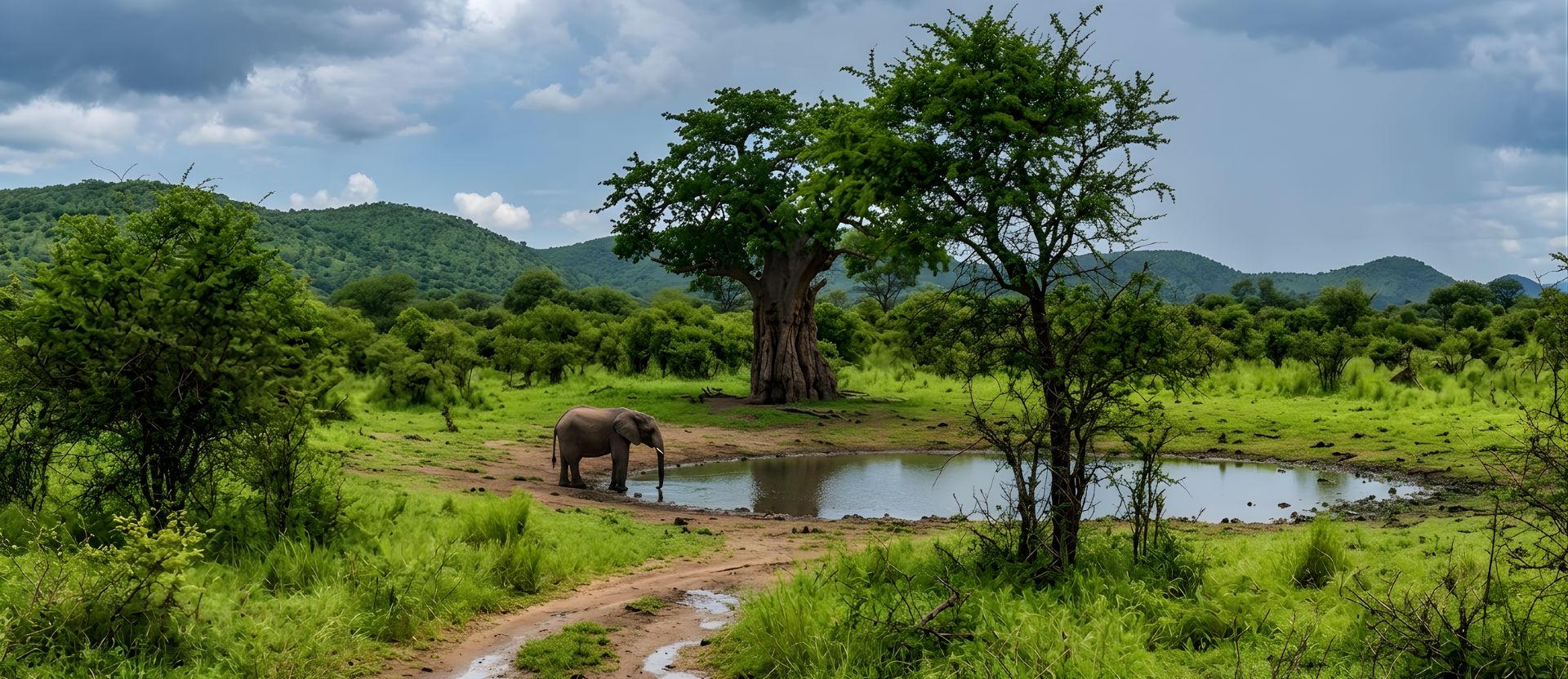 Lush green landscape during the Kruger wet season, used for kruger safari planning and big five safari seasonal guides.