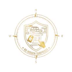 Gold compass icon showing safari logistics, globe, and gear, highlighting the expert Kruger safari planning by Nhongo Safaris.